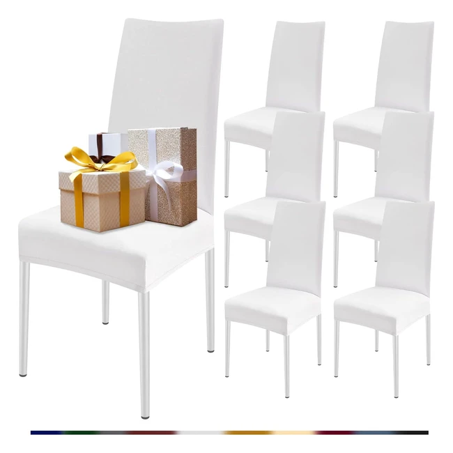 Coprisedie Elasticizzati FigoO 6 Pezzi - Universale - Lavabile - Cucina Bianco