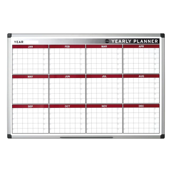 Tableau Blanc Bioffice 90x60cm - Planning Annuel Magntique 12 Mois