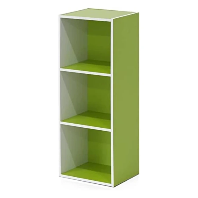 Estantería de madera Furinno 11003 White/Green - 3 compartimentos
