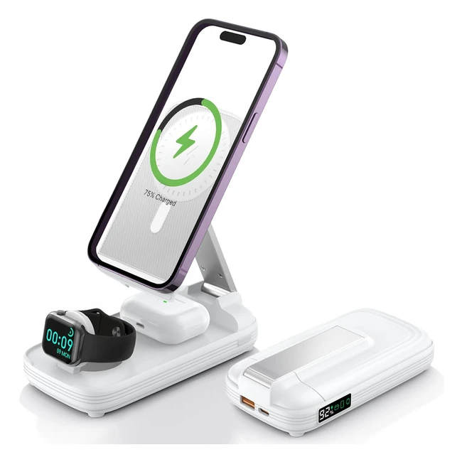 Caricatore Wireless Atevensee BezosMax 20W 3 in 1 con Power Bank 10000mAh per iPhone - Ricarica Veloce e Sicura