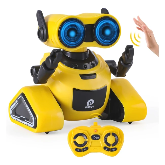 Robot Bambini Telecomandato con Controllo Gestuale LED Musica Giocattolo 3-8 Anni