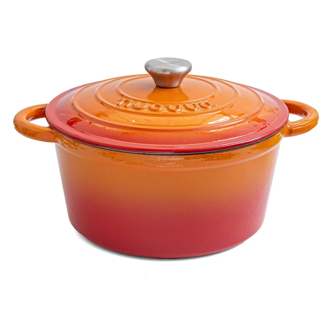 Nuovva Orange Cast Iron Pot 24cm 4.7L Nonstick Enamelled Dutch Oven Cookware