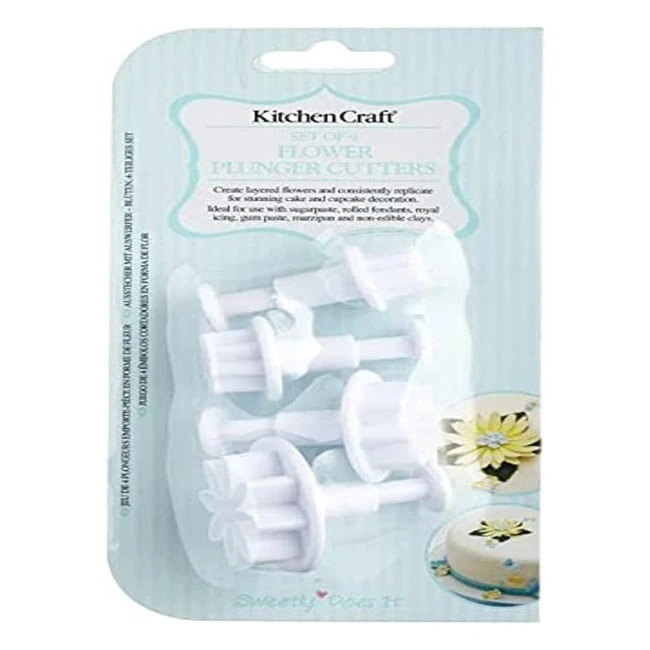 Kitchencraft KCFCFLOW4PC Fondant Cutters - Flower Designs - Pack of 4 - White