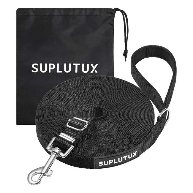 Adjustable Long Line Dog Lead 15m/50ft - Suplutux - Durable Metal Buckle - Padded Handle - Storage Bag