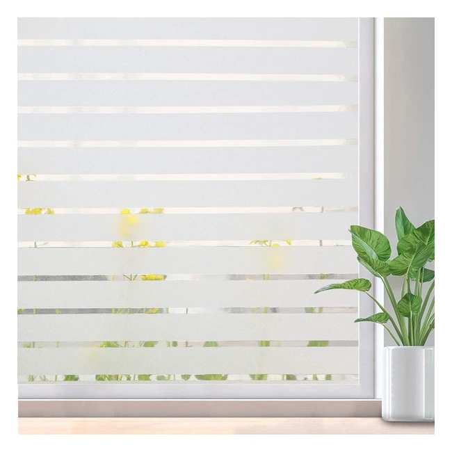 Privacy Frosted Stripe Window Film - UV Protection - Self Adhesive - Home Office - 115x200cm