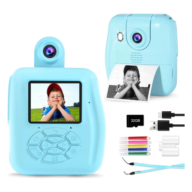 Fotocamera Istantanea Bambini 1080p HD - GKTZ - Con 32GB SD - Giocattolo Regalo