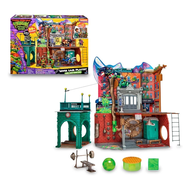 Tortugas Ninja Sewer Lair Playset - Set de Juego Guarida en Alcantarillas - 20 Características - 3 Niveles - TU802000