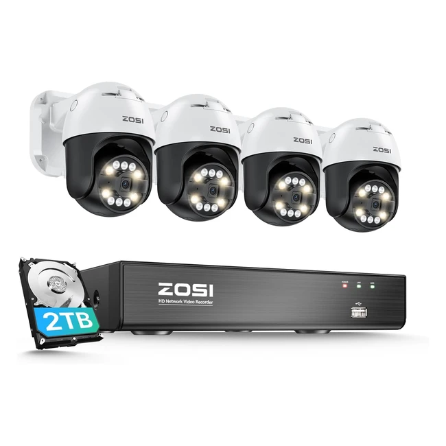 ZOSI 4K POE berwachungskamera Auen Set 4x 355140 Schwenkbare 8MP IP Kamera 