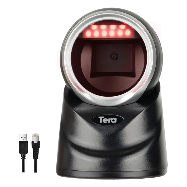 Tera Pro 2D QR Desktop Barcode Scanner - Handsfree Platform - USB Wired - Automa