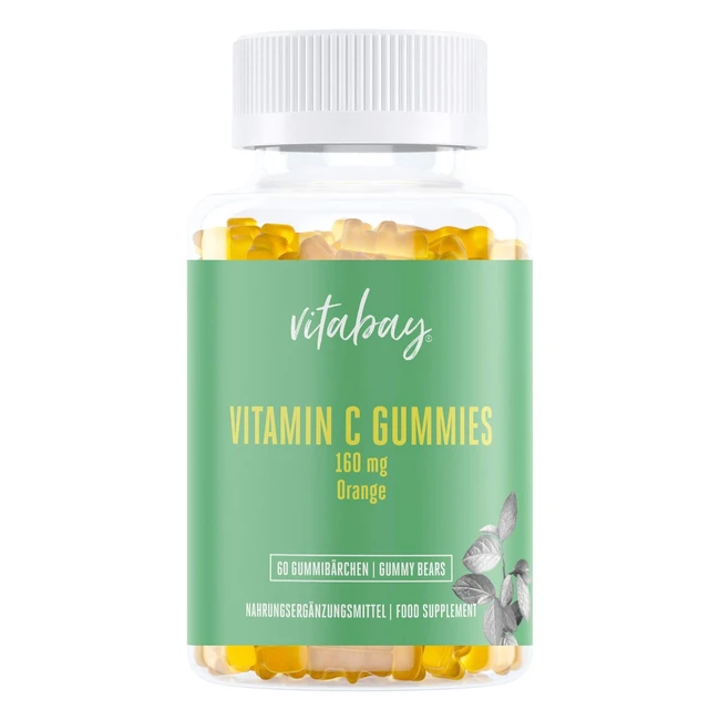Vitamin C Gummibärchen 160 mg Orange Geschmack 100% vegan aus GVO-freiem Mais und Zitrusfrüchten