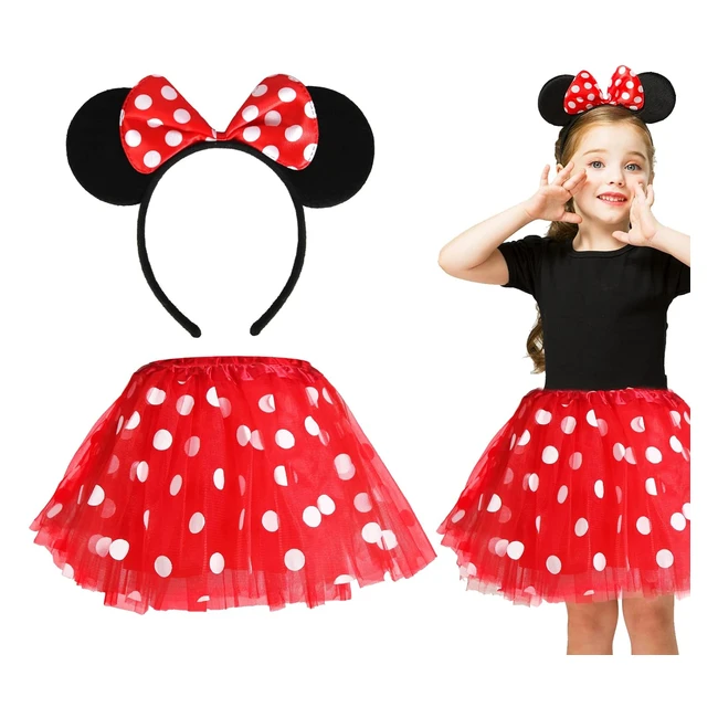 Dguisement Mouse Enfant Fille - Costume de Souris Rouge avec Bandeau Tutu - R