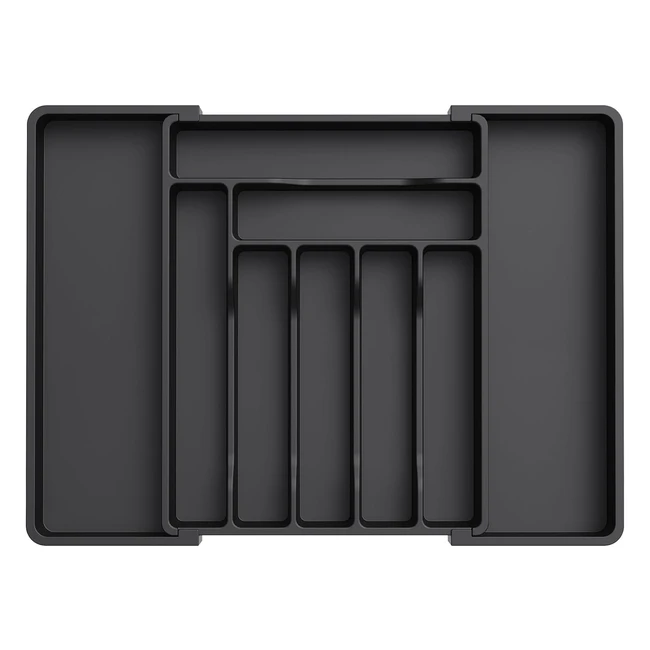 Lifewit Cutlery Drawer Organiser Expandable Tray - Adjustable Utensil Holder - Large Black