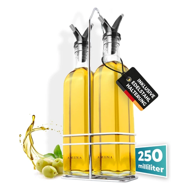 Cucino Essig  lflaschen Set  Praktische Halterung  Glasflasche mit Doppelau