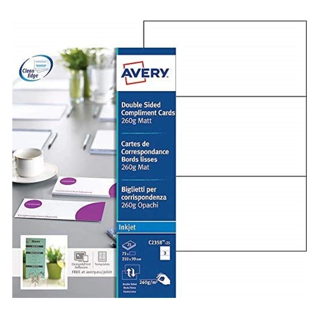 Avery C235825 Printable Double-Sided Compliment Cards - Pack of 3