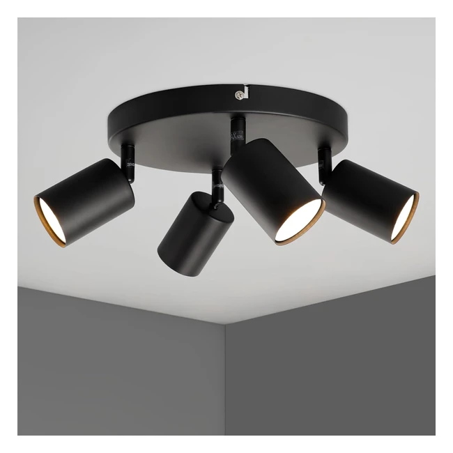 Faretti LED Soffitto Nero GU10 Orientabili - Moderno Design - 4 Luci