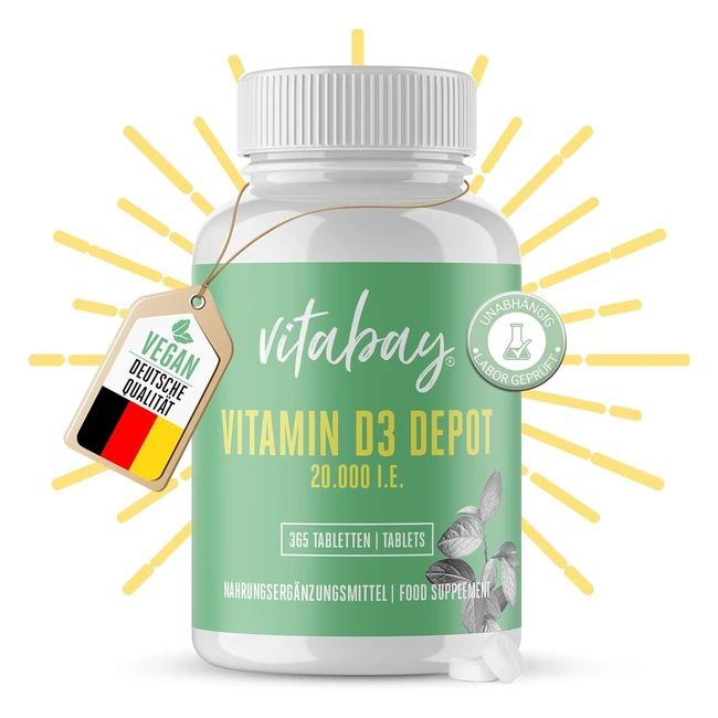 Vitamin D3 Depot 20000 IU - Vegan Tablet - 20 Tage - Hochdosiert