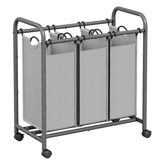 SONGMICS Wäschekorb mit 3 abnehmbaren Stofffächern - 132 Liter Kapazität