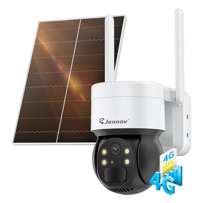 Jennov 4G3G LTE Camra Surveillance Extrieure Solaire IP66 - 2K HD PTZ 360 Vi