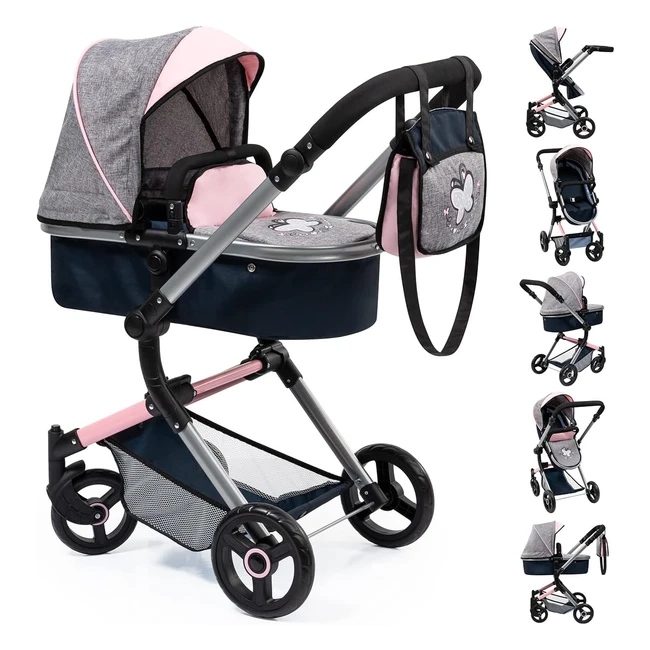 Passeggino per bambole Bayer Design Neo Vario 18427AA - Regolabile in altezza - 