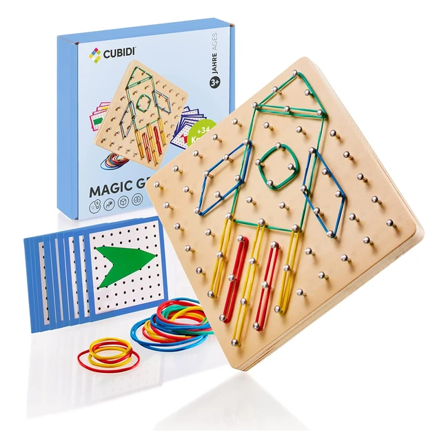 Cubidi Kreatives Montessori Holz Geoboard  Lernspielzeug fr Jungen und Mdch