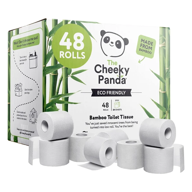 The Cheeky Panda Bamboo Toilet Rolls Bulk Buy 48 Rolls 3 Ply - Plastic Free  Su