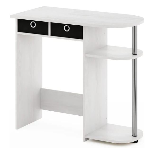 Furinno Laptop Computer Desk White Oak Stainless Steel 3962D x 8001W x 7239H cm