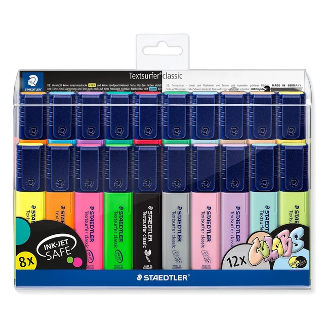 Marcador Fluorescente Staedtler 364 WP20 - Colores Varios - 20 Unidades