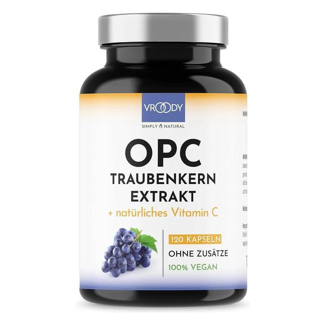 OPC Hochdosis Traubenkernextrakt mit natrlichem Vitamin C 120 OPC Kapseln 4 Mo