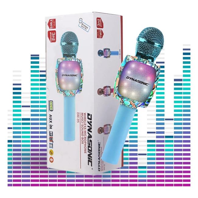 Microfono Karaoke Bluetooth Dynasonic DM05 Azul - Juguetes para Nios y Nia