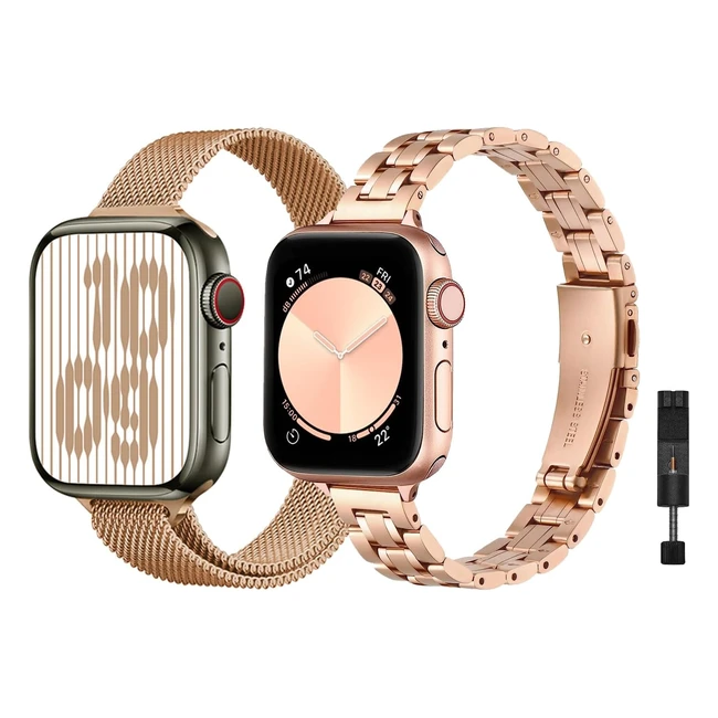 Pack 2 Bracelets Mtalliques Apple Watch 384041mm Acier Inoxydable Mesh Loop 