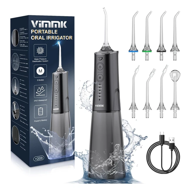 VIMMK Oral Irrigator Elektrischer Zahnreiniger 5 Modi 8 Dsen USB-C wiederaufla