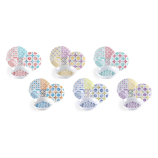 Excelsa Maioliche Servizio Piatti 18 Pezzi Porcellana Multicolore - Design Flore