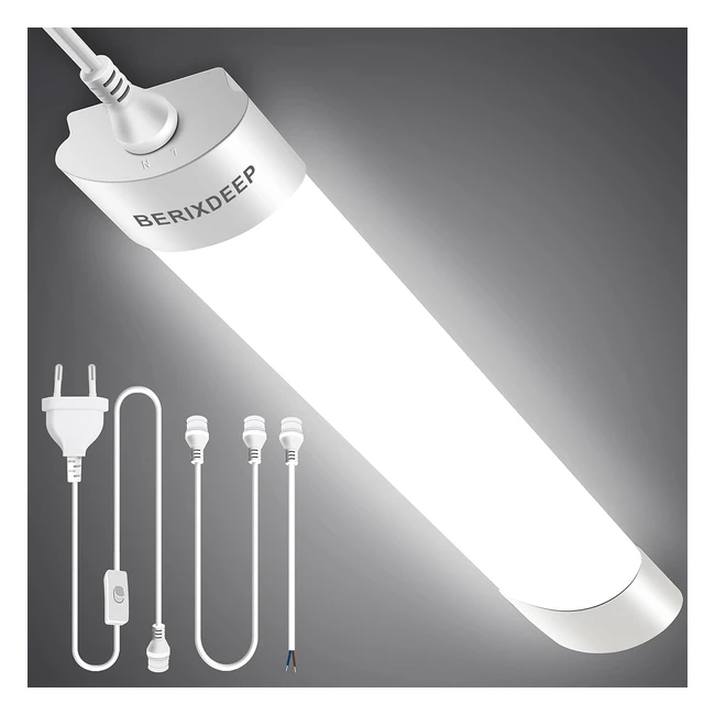 Berixdeep Plafoniera LED Garage 40cm - Tubo LED Soffitto Collegabile - IP66 - 18