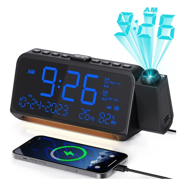 Radiosveglia Mesqool con Proiezione Digitale e 2 Allarmi FM - Dimmer a 5 Livelli