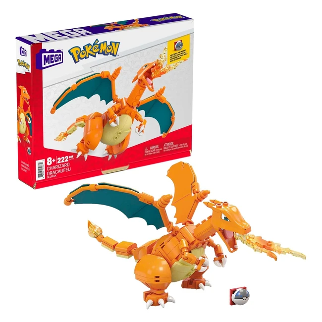 Mega Charizard Pokemon Action Figure Building Toy 222 Pieces - Ages 8 GWY77