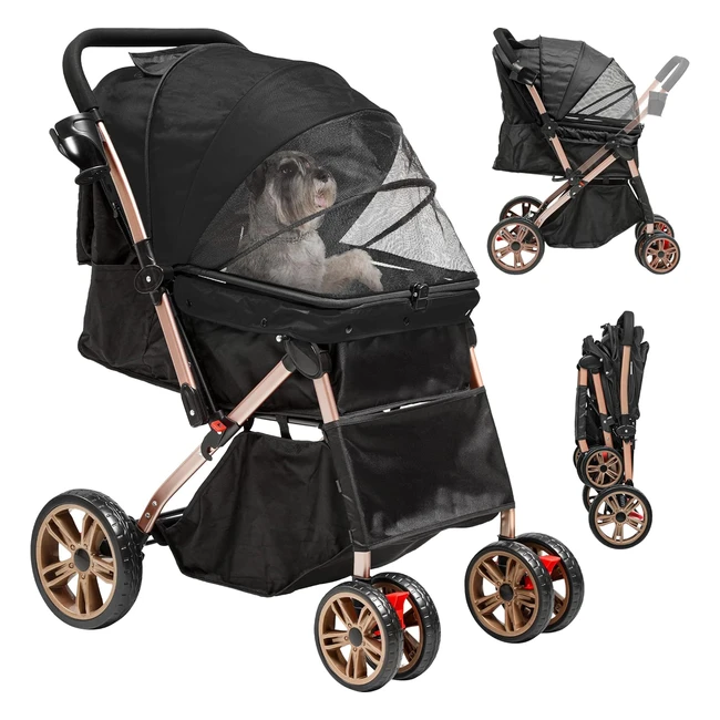 Poussette Chien Yitahome Tout Terrain 20kg Noir - Conception Pensee Rangement P