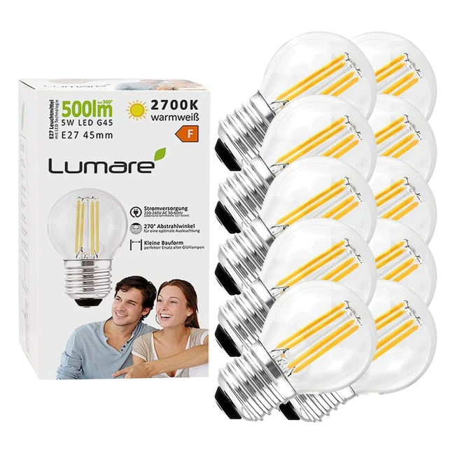 Lumare LED Lampe E27 G45 Set de 10 Lampes 5W 500lm Blanc Chaud 2700K