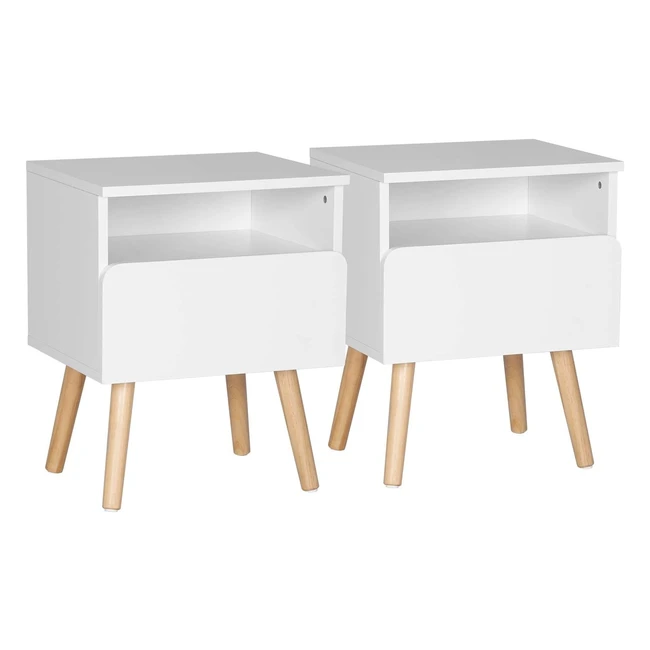 WOLTU Nachttisch 2er Set Nachtkommode Nachtschrank Beistelltisch Sofatisch mit Schublade und offenem Fach Holz Wei 40x335x50cm TSR58WS2