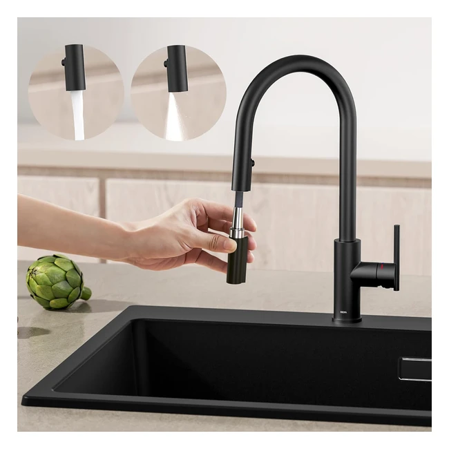 Mitigeur cuisine noir extensible cecipa avec douchette - 360 pivotant