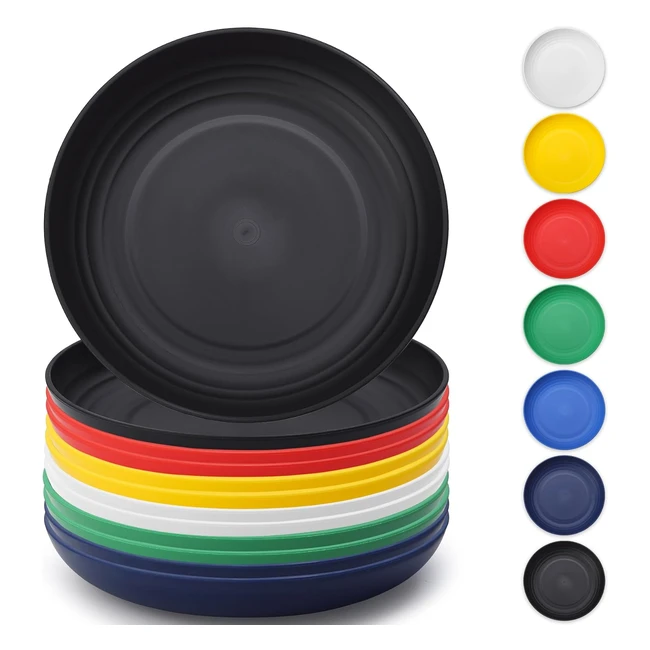 Assiettes Plastique 12pcs 23cm Multicolore Rutilisables Robustes - Berglander