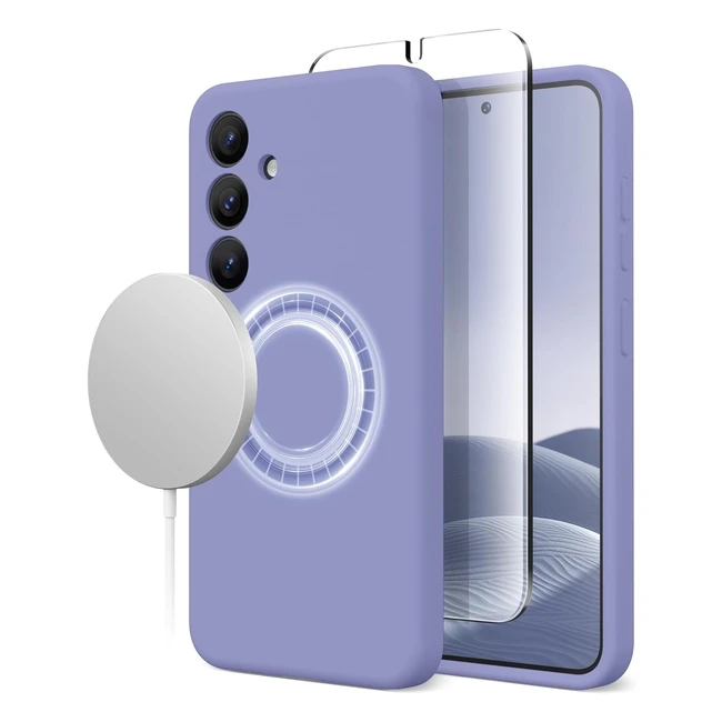 Samsung Galaxy S24 Plus Case with Screen Protector - Gviewin Silicone Camera Fullbody Protection Shockproof Anti-Scratch Taro Purple