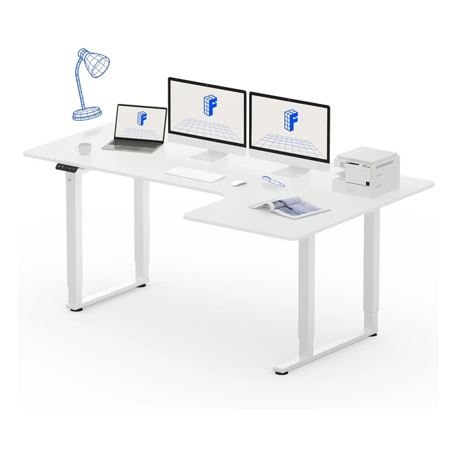 Escritorio Eléctrico Ajustable en Altura 160x110cm FlexiSpot QS - Mesa Gaming Standing Desk con 2 Motores Potentes - Blanco