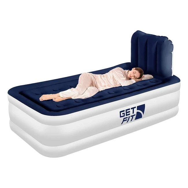 Get Fit Air Bed with Electric Pump Single Airbed Headboard Inflatable Pillow