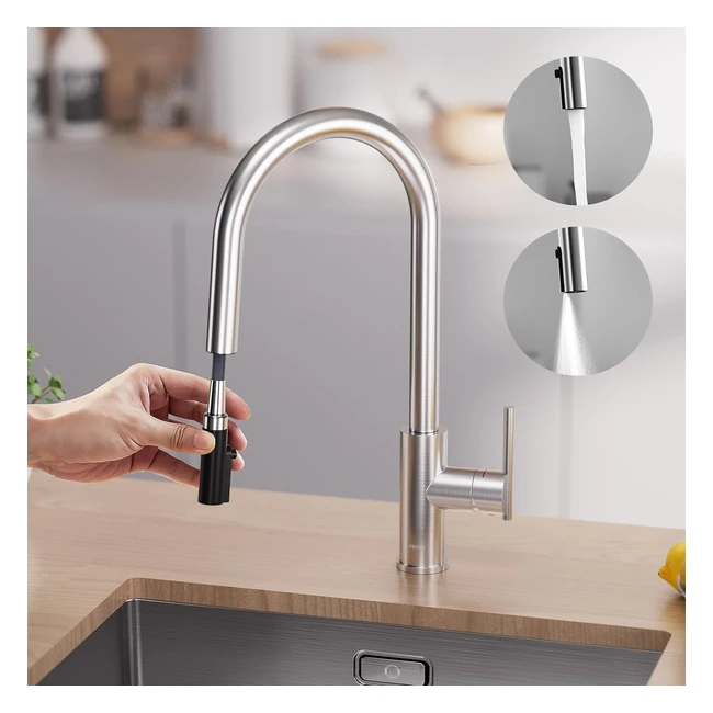 Cecipa Robinet de Cuisine Extractible Inox Brossé Mitigeur Monocommande Pivotant