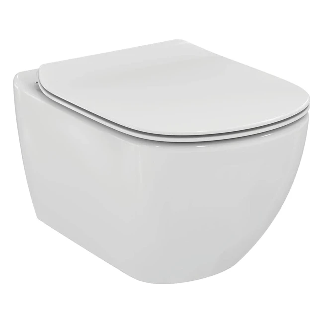 Pack WC Suspendu Ideal Standard Tesi T354701 - Cuvette WC Sans Bride Abattant Ultrafin Aquablade Blanc