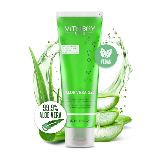 Vitabay Aloe Vera Gel 100 999 250ml - Beruhigende After Sun Lotion für Männer - Natürliche Kosmetik - Feuchtigkeitscreme