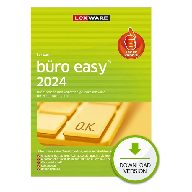 Lexware Buro Easy Standard 2024 - PC Aktivierungscode - Basisfunktionen - Kassen
