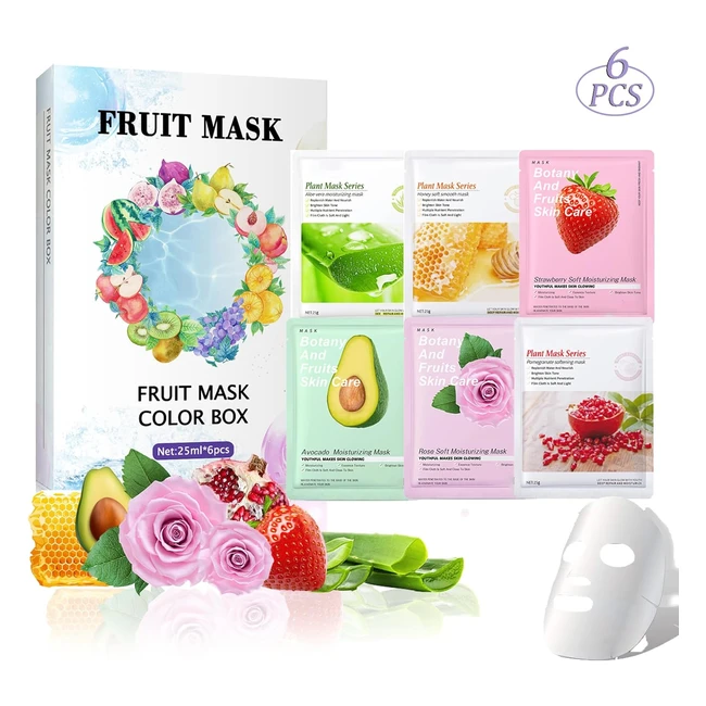Confezione 6 Maschera Viso Idratante Probuk - Maschere Viso in Tessuto - Sheet Face Mask - Cofanetto Skincare Donna