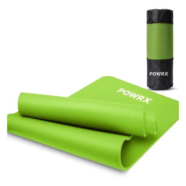 Powrx Gymnastikmatte Yogamatte rutschfest 183 x 60 cm - Dicke 1cm - Inkl Trageg