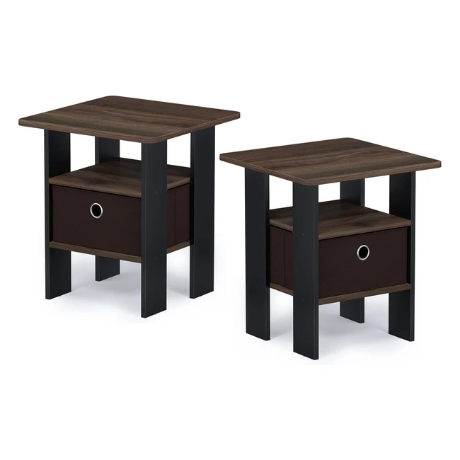 Chevet Andrey avec tiroirs Noyer Columbiamarron fonc Set de 2 - Furinno